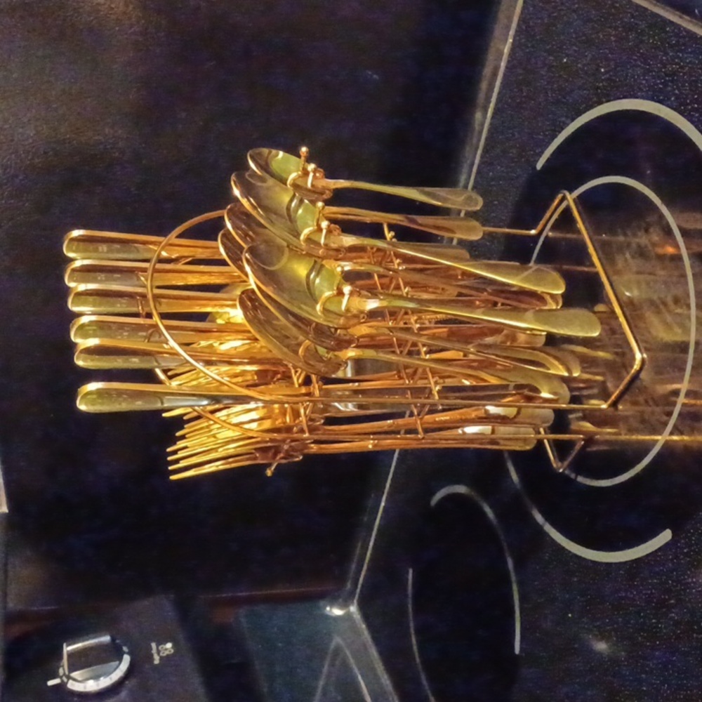 Flatware with holder gold finish over stainless steel elegant Cutlery se…